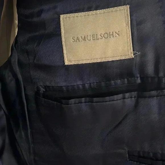 [42/36]Samuelsohn  SB Beckett Blue Wool/ Cashmere Men Regular Fit Blazer - Picture 7 of 11